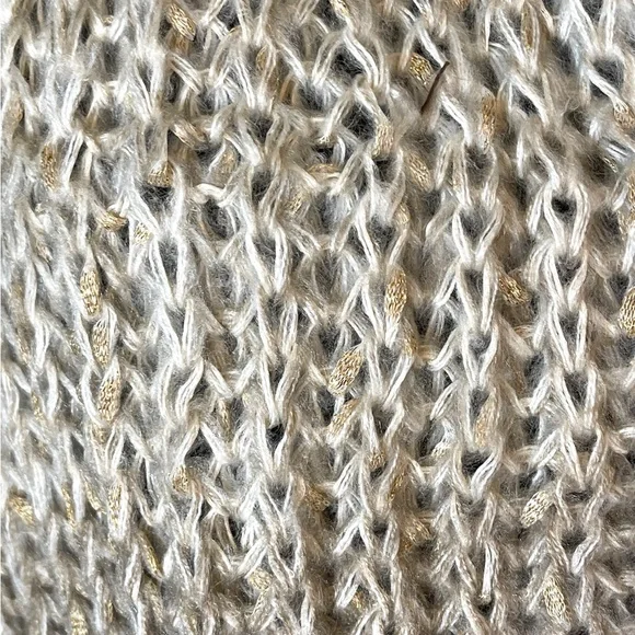 Cream Subtle Gold Metallic Threading Infinity Scarf - Picture 5 of 6